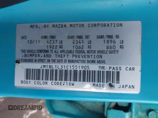 2012 Mazda 3 Mazdaspeed3 Touring with VIN JM1BL1L31C1551905, listed as a IAAI auction lot 41668264 with 109,557 mi miles and . Bid and sale history available at DreamBid. Image 9.