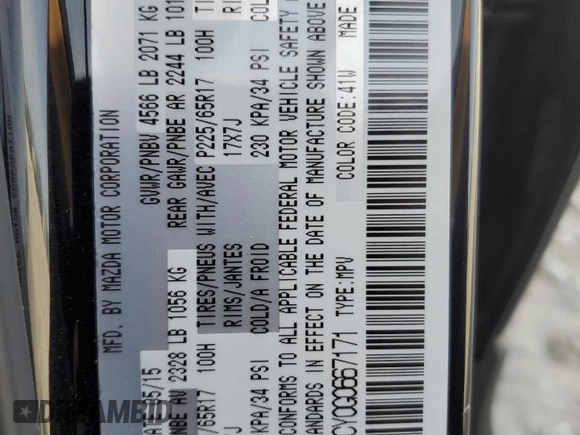 2016 Mazda CX-5 Touring z VIN JM3KE4CY0G0667171, wystawiony jako Copart lot #51579005 z przebiegiem 39 487 mil mil oraz Szkoda całkowita • Salvage title. Historia ofert i sprzedaży dostępna na DreamBid. Obrazek 15.