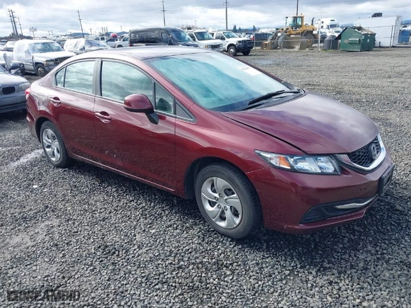 2013 Honda Civic Sdn LX with VIN 2HGFB2F52DH538253, listed as a IAAI auction lot 41824855 with 1 mi miles. Bid and sale history available at carsss.com. Image 1.