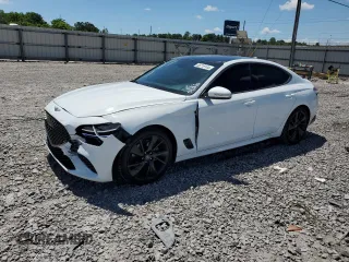 2023 Genesis G70 2.0T with VIN KMTG34TA2PU121330, listed as a Copart auction lot 55718144 with 19,599 mi miles and Salvage Title. Bid and sale history available at DreamBid. Image 1.