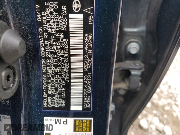 2019 Toyota Corolla Hatchback SE with VIN JTNK4RBEXK3058298, listed as a Copart auction lot 62463294 with 39,183 mi miles and Salvage Title. Bid and sale history available at carsss.com. Image 15.