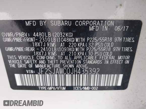 2018 Subaru Forester Touring z VIN JF2SJAWC0JH435392, wystawiony jako IAAI lot #41584762 z przebiegiem 92 151 mil mil oraz . Historia ofert i sprzedaży dostępna na DreamBid. Obrazek 9.