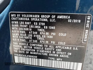 2018 Volkswagen Atlas SE with VIN 1V2LR2CAXJC558200, listed as a IAAI auction lot 42297089 with 95,366 mi miles and . Bid and sale history available at DreamBid. Image 9.