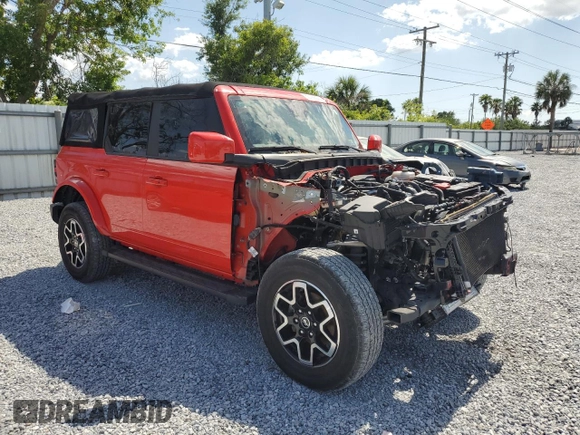 2022 Ford Bronco with VIN 1FMDE5BH7NLA89196, listed as a Copart auction lot 55729305 with 35,813 mi miles and Non Repairable. Bid and sale history available at DreamBid. Image 4.