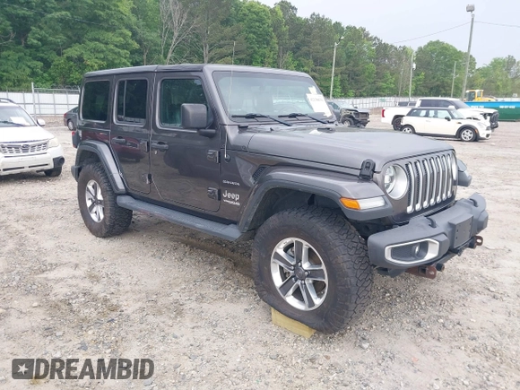 2018 Jeep Wrangler Unlimited Sahara with VIN 1C4HJXEN8JW303023, listed as a IAAI auction lot 42138631 with 72,463 mi miles and . Bid and sale history available at DreamBid. Image 1.