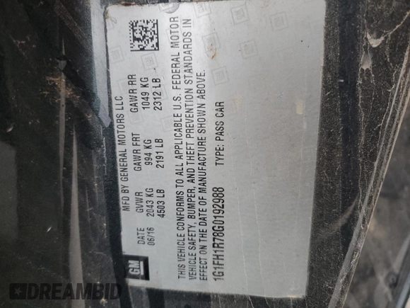 2016 Chevrolet Camaro 2SS with VIN 1G1FH1R78G0192988, listed as a Copart auction lot 44392245 with 19,319 mi miles and Salvage title. Bid and sale history available at DreamBid. Image 12.
