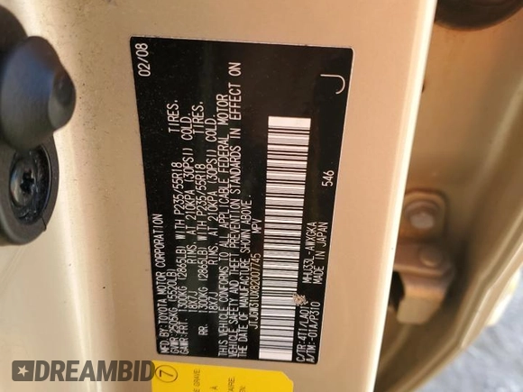 2008 Lexus RX 400h with VIN JTJGW31UX82007745, listed as a Copart auction lot 52857445 with 159,062 mi miles and Salvage Title. Bid and sale history available at DreamBid. Image 14.