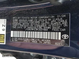 2024 Toyota Corolla Hybrid LE with VIN JTDBCMFE3RJ027484, listed as a IAAI auction lot 41575168 with 17,677 mi miles. Bid and sale history available at carsss.com. Image 9.