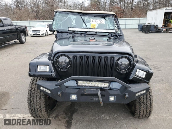2002 Jeep Wrangler Sahara with VIN 1J4FA59S02P740550, listed as a Copart auction lot 47607795 with 182,187 mi miles and Salvage Title. Bid and sale history available at carsss.com. Image 5.