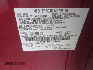 2014 Ford Flex SEL z VIN 2FMGK5C8XEBD19494, wystawiony jako IAAI lot #42202062 z przebiegiem 180 985 mil mil oraz . Historia ofert i sprzedaży dostępna na DreamBid. Obrazek 9.
