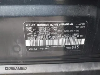 2024 Mitsubishi Outlander SE z VIN JA4J3VA81RZ049952, wystawiony jako IAAI lot #42448676 z przebiegiem 33 337 mil mil oraz . Historia ofert i sprzedaży dostępna na DreamBid. Obrazek 9.