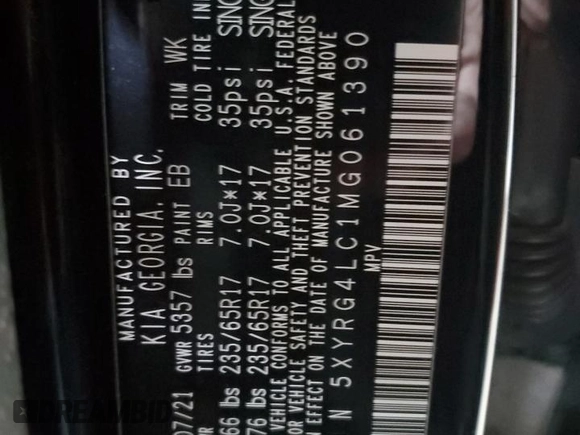 2021 Kia Sorento LX z VIN 5XYRG4LC1MG061390, wystawiony jako Copart lot #47302825 z przebiegiem 64 148 mil mil oraz Szkoda całkowita • Salvage title. Historia ofert i sprzedaży dostępna na DreamBid. Obrazek 13.