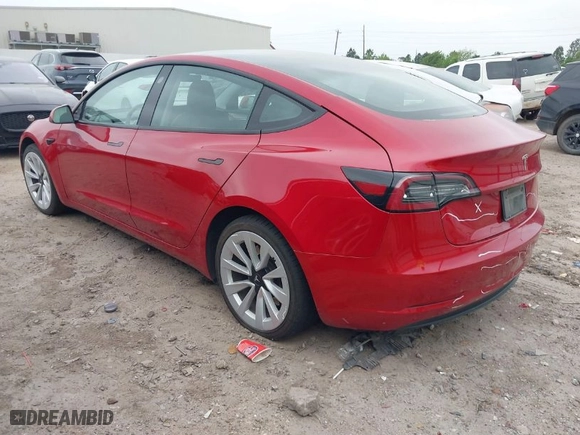 2023 Tesla Model 3 with VIN 5YJ3E1EAXPF447680, listed as a IAAI auction lot 41961496 with 37,589 mi miles. Bid and sale history available at carsss.com. Image 3.