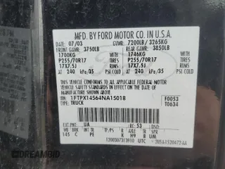 2004 Ford F-150 XLT with VIN 1FTPX14564NA15018, listed as a Copart auction lot 45190465 with 0 mi miles and Salvage Title. Bid and sale history available at carsss.com. Image 14.