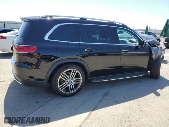 2021 Mercedes-Benz GLS 450 with VIN 4JGFF5KE8MA390873, listed as a Copart auction lot 58944395 with 47,115 mi miles and Salvage title. Bid and sale history available at DreamBid. Image 3.