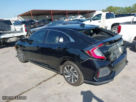 2017 Honda Civic Hatchback LX with VIN SHHFK7H2XHU223029, listed as a IAAI auction lot 41857125 with 113,180 mi miles. Bid and sale history available at carsss.com. Image 3.