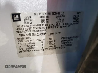 2017 GMC Acadia SLT z VIN 1GKKNMLS0HZ305508, wystawiony jako Copart lot #60781663 z przebiegiem 56 040 mil mil oraz Nie do naprawy. Historia ofert i sprzedaży dostępna na DreamBid. Obrazek 13.