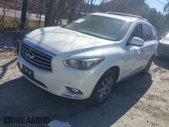 2014 Infiniti QX60 with VIN 5N1AL0MM0EC555055, listed as a IAAI auction lot 41880143 with 128,536 mi miles and . Bid and sale history available at carsss.com. Image 2.