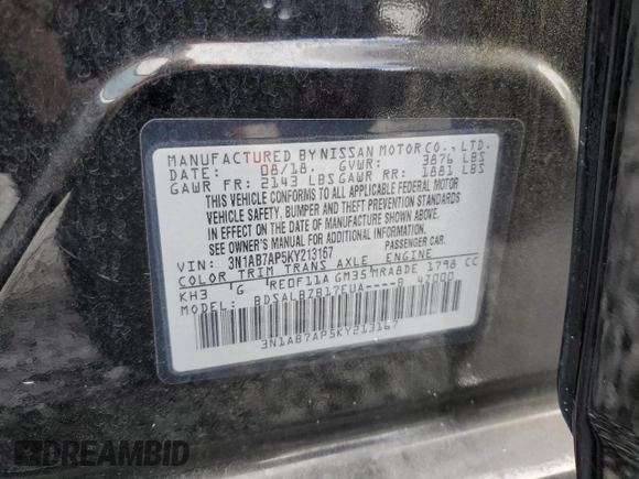 2019 Nissan Sentra S with VIN 3N1AB7AP5KY213167, listed as a Copart auction lot 79611174 with 111,534 mi miles and Salvage Title. Bid and sale history available at carsss.com. Image 14.