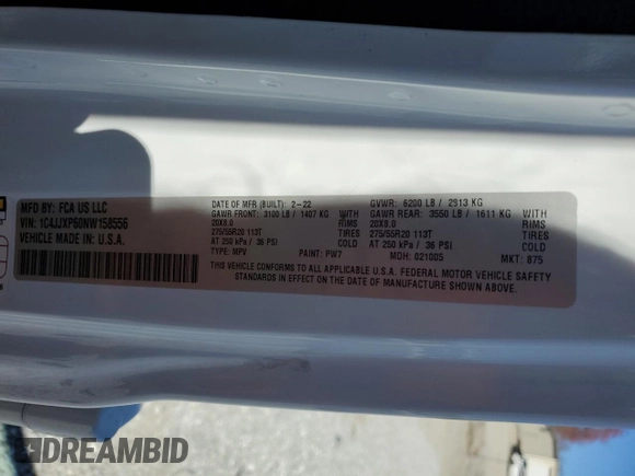 2022 Jeep Wrangler Unlimited Sahara with VIN 1C4JJXP60NW158556, listed as a Copart auction lot 46195725 with 30,773 mi miles and Salvage title. Bid and sale history available at DreamBid. Image 13.