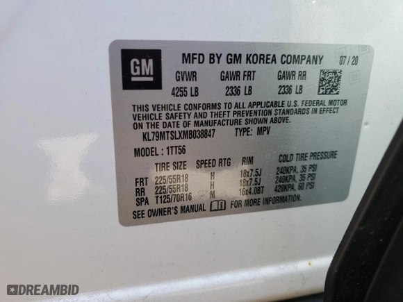 2021 Chevrolet TrailBlazer RS with VIN KL79MTSLXMB038847, listed as a Copart auction lot 49536665 with 30,643 mi miles and Salvage Title. Bid and sale history available at carsss.com. Image 15.