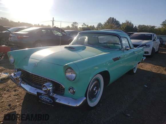 1955 Ford Thunderbird with VIN P5FH221611, listed as a Copart auction lot 61403814 with 16,558 mi miles and Salvage Title. Bid and sale history available at DreamBid. Image 2.