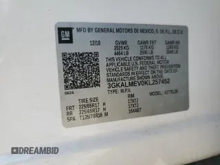 2019 GMC Terrain SLE with VIN 3GKALMEV0KL257452, listed as a Copart auction lot 53552855 with 32,464 mi miles and Salvage Title. Bid and sale history available at carsss.com. Image 13.