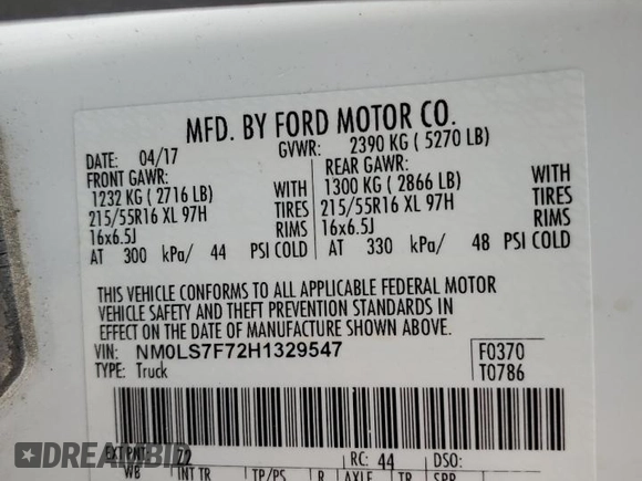 2017 Ford Transit Connect XLT z VIN NM0LS7F72H1329547, wystawiony jako Copart lot #64703355 z przebiegiem 160 660 mil mil oraz Szkoda całkowita • Salvage title. Historia ofert i sprzedaży dostępna na DreamBid. Obrazek 13.