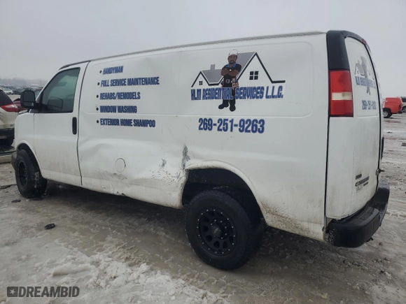 2011 Chevrolet Express Cargo Van with VIN 1GCWGFCA5B1134674, listed as a Copart auction lot 43206995 with 0 mi miles and Clean Title. Bid and sale history available at carsss.com. Image 2.
