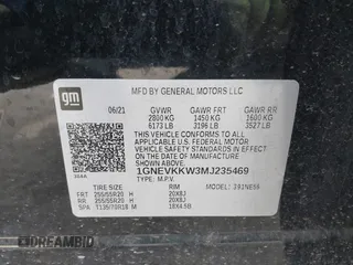 2021 Chevrolet Traverse Premier with VIN 1GNEVKKW3MJ235469, listed as a IAAI auction lot 40987307 with 40,819 mi miles. Bid and sale history available at carsss.com. Image 9.