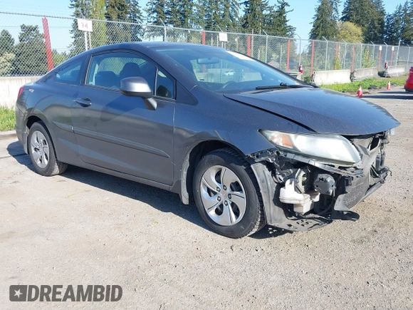 2013 Honda Civic Cpe LX with VIN 2HGFG3B5XDH502386, listed as a IAAI auction lot 42068372 with 204,360 mi miles. Bid and sale history available at carsss.com. Image 1.