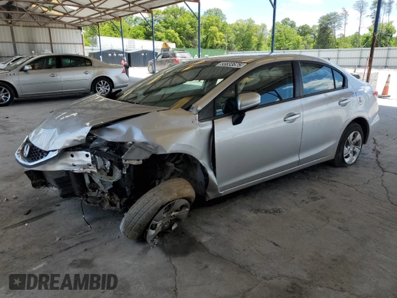 2014 Honda Civic LX z VIN 19XFB2F52EE011454, wystawiony jako Copart lot #55833675 z przebiegiem 44 577 mil mil oraz Szkoda całkowita • Salvage title. Historia ofert i sprzedaży dostępna na DreamBid. Obrazek 1.