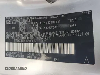 2018 Toyota Sienna XLE Auto Access Seat with VIN 5TDYZ3DC4JS903412, listed as a Copart auction lot 62653285 with 111,939 mi miles and Salvage title. Bid and sale history available at DreamBid. Image 14.