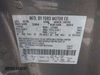 2008 Ford F-150 XL with VIN 1FTRW12W18FB31234, listed as a IAAI auction lot 41854945 with 374,269 mi miles. Bid and sale history available at carsss.com. Image 9.