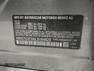 2020 BMW 7 Series 750i xDrive with VIN WBA7U2C06LBX84829, listed as a IAAI auction lot 41748781 with 70,450 mi miles. Bid and sale history available at carsss.com. Image 9.