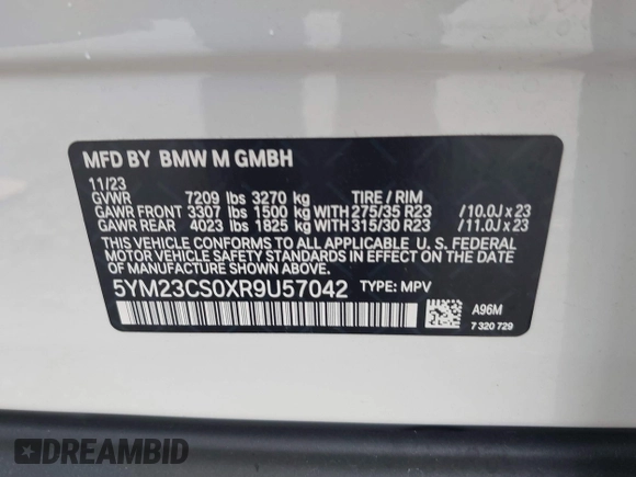2024 BMW XM z VIN 5YM23CS0XR9U57042, wystawiony jako IAAI lot #40467269 z przebiegiem 2888 mil mil oraz . Historia ofert i sprzedaży dostępna na DreamBid. Obrazek 9.
