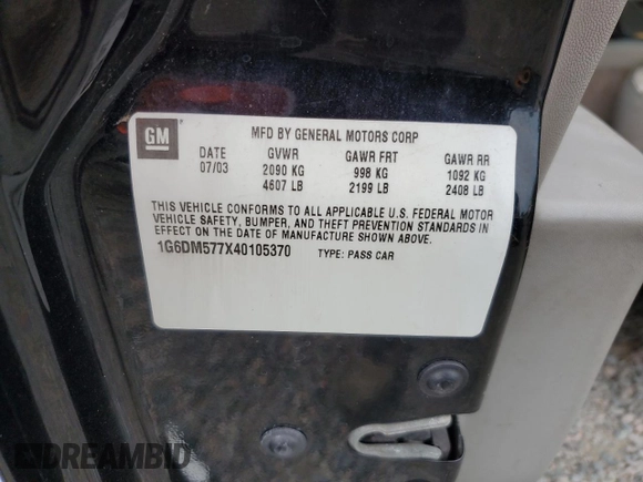 2004 Cadillac CTS with VIN 1G6DM577X40105370, listed as a Copart auction lot 58203715 with 135,391 mi miles and Salvage title. Bid and sale history available at DreamBid. Image 13.