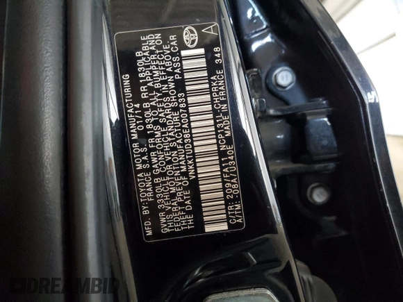2014 Toyota Yaris L with VIN VNKKTUD38EA007833, listed as a Copart auction lot 51120185 with 185,942 mi miles and Salvage Title. Bid and sale history available at carsss.com. Image 12.