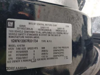 2007 Chevrolet Tahoe LT z VIN 1GNFK13067R331734, wystawiony jako IAAI lot #42372797 z przebiegiem 173 150 mil mil oraz . Historia ofert i sprzedaży dostępna na DreamBid. Obrazek 9.