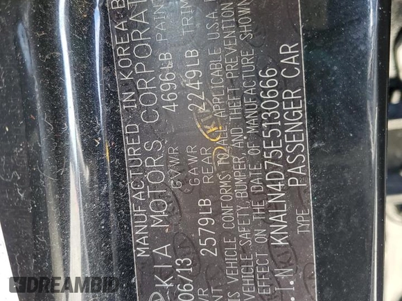 2014 Kia Cadenza Limited with VIN KNALN4D75E5130666, listed as a Copart auction lot 52460235 with 125,807 mi miles and Salvage Title. Bid and sale history available at carsss.com. Image 13.
