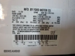 2023 Ford Explorer with VIN 1FMSK8BB5PGA00864, listed as a Copart auction lot 82433904 with 13,366 mi miles and Salvage Title. Bid and sale history available at carsss.com. Image 12.