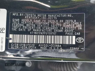 2015 Toyota Camry LE z VIN 4T1BD1FK7FU159767, wystawiony jako IAAI lot #42175153 z przebiegiem Nie podano mil oraz . Historia ofert i sprzedaży dostępna na DreamBid. Obrazek 9.