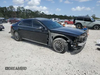 2018 Genesis G90 5.0L Ultimate with VIN KMHG54JH1JU043991, listed as a Copart auction lot 77817624 with 79,313 mi miles and Salvage Title. Bid and sale history available at carsss.com. Image 4.