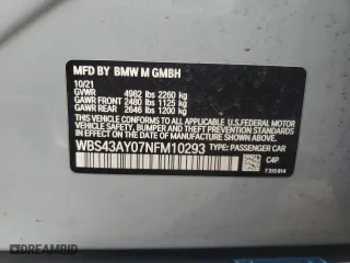 2022 BMW M3 Competition xDrive with VIN WBS43AY07NFM10293, listed as a Copart auction lot 71593734 with 0 mi miles and Salvage Title. Bid and sale history available at carsss.com. Image 13.