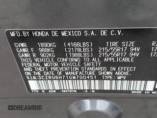 2016 Honda HR-V EX-L w/Navi with VIN 3CZRU6H71GM700451, listed as a IAAI auction lot 41675235 with 199,313 mi miles. Bid and sale history available at carsss.com. Image 9.
