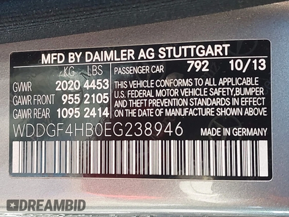 2014 Mercedes-Benz C 250 Sport with VIN WDDGF4HB0EG238946, listed as a IAAI auction lot 41973753 with 116,694 mi miles and . Bid and sale history available at DreamBid. Image 9.