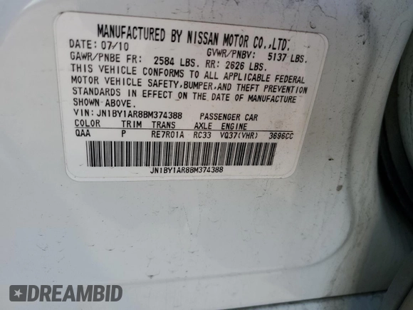 2011 Infiniti M with VIN JN1BY1AR8BM374388, listed as a Copart auction lot 48823175 with 113,248 mi miles and Salvage Title. Bid and sale history available at carsss.com. Image 12.