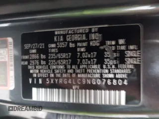 2022 Kia Sorento LX z VIN 5XYRG4LC9NG076804, wystawiony jako IAAI lot #42288908 z przebiegiem 56 750 mil mil oraz . Historia ofert i sprzedaży dostępna na DreamBid. Obrazek 9.