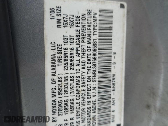 2006 Honda Odyssey EX-L with VIN 5FNRL38766B065981, listed as a Copart auction lot 51352785 with 289,667 mi miles and Clean Title. Bid and sale history available at carsss.com. Image 13.