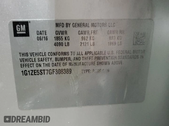 2016 Chevrolet Malibu LT with VIN 1G1ZE5ST7GF308389, listed as a Copart auction lot 79533004 with 143,806 mi miles and Non Repairable. Bid and sale history available at DreamBid. Image 14.